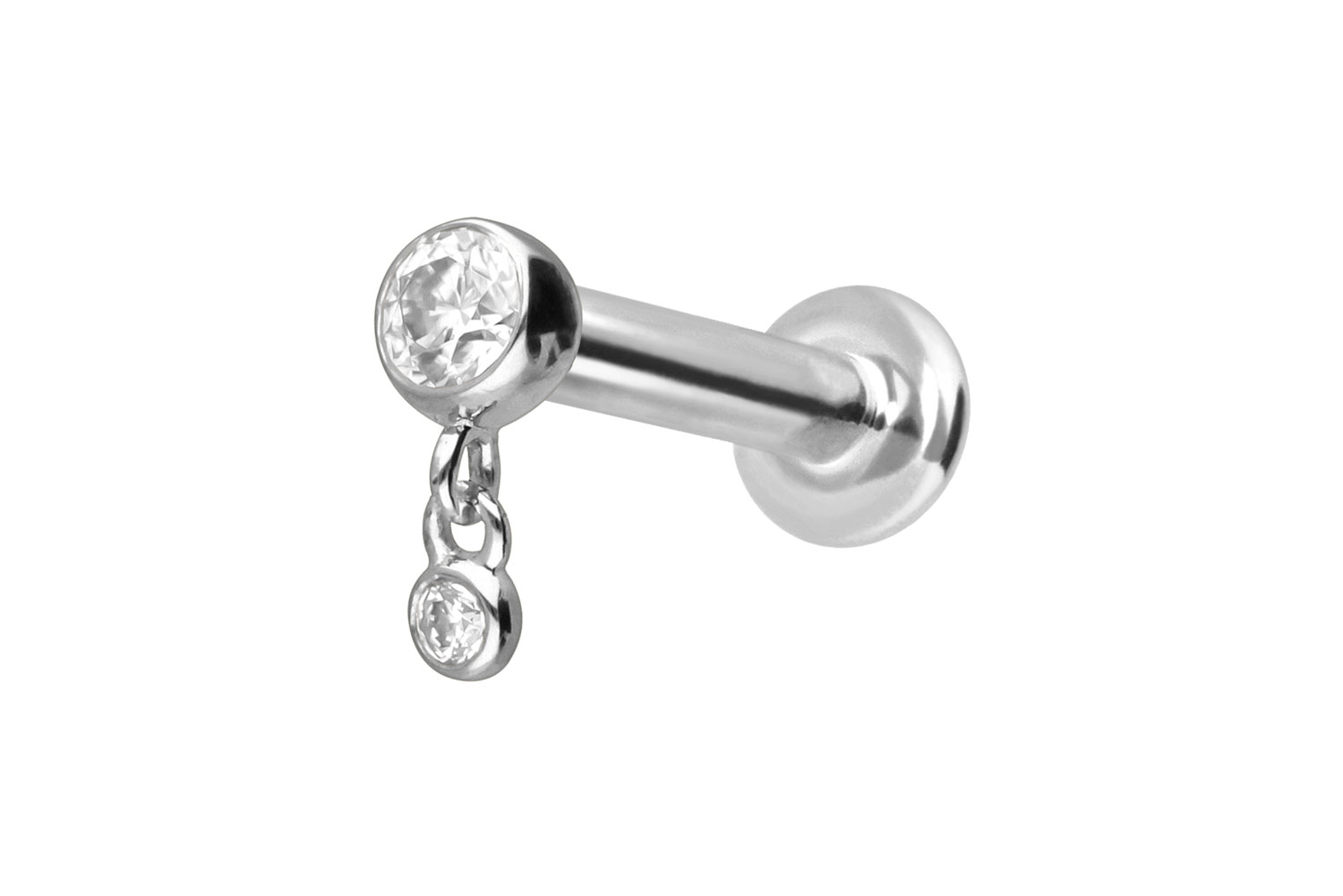 14 Karat Gold Labret Piercing mit Innengewinde 2 MOISSANITE